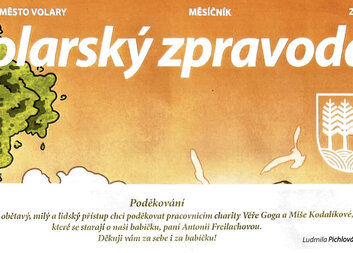 Poděkování zaměstnankyním pečovatelské služby ve Volarském zpravodaji
